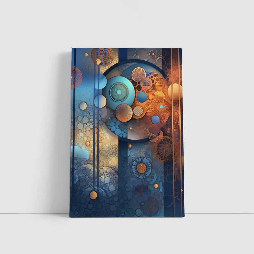Abstract Blue Orange Circles Geometric Art