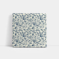 Dark Blue Floral Scroll Pattern Cream Background
