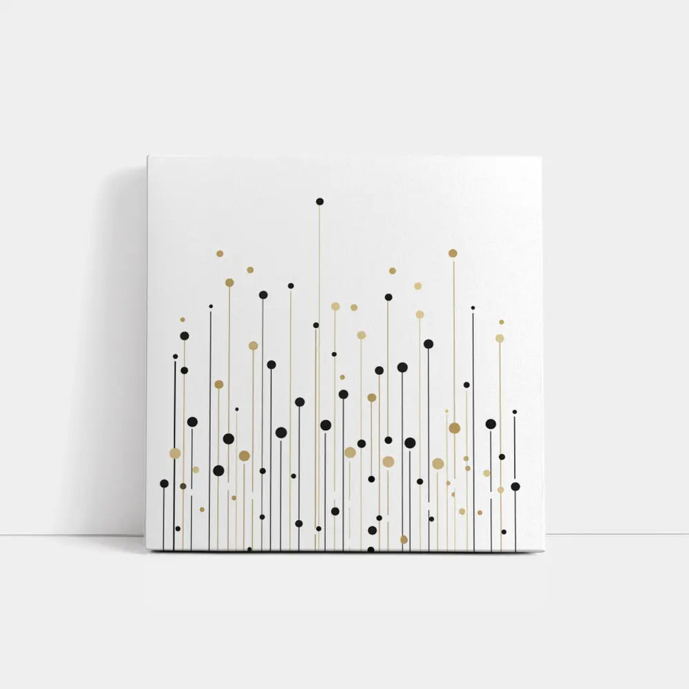 Black Gold Dots Lines Abstract Minimalist Art