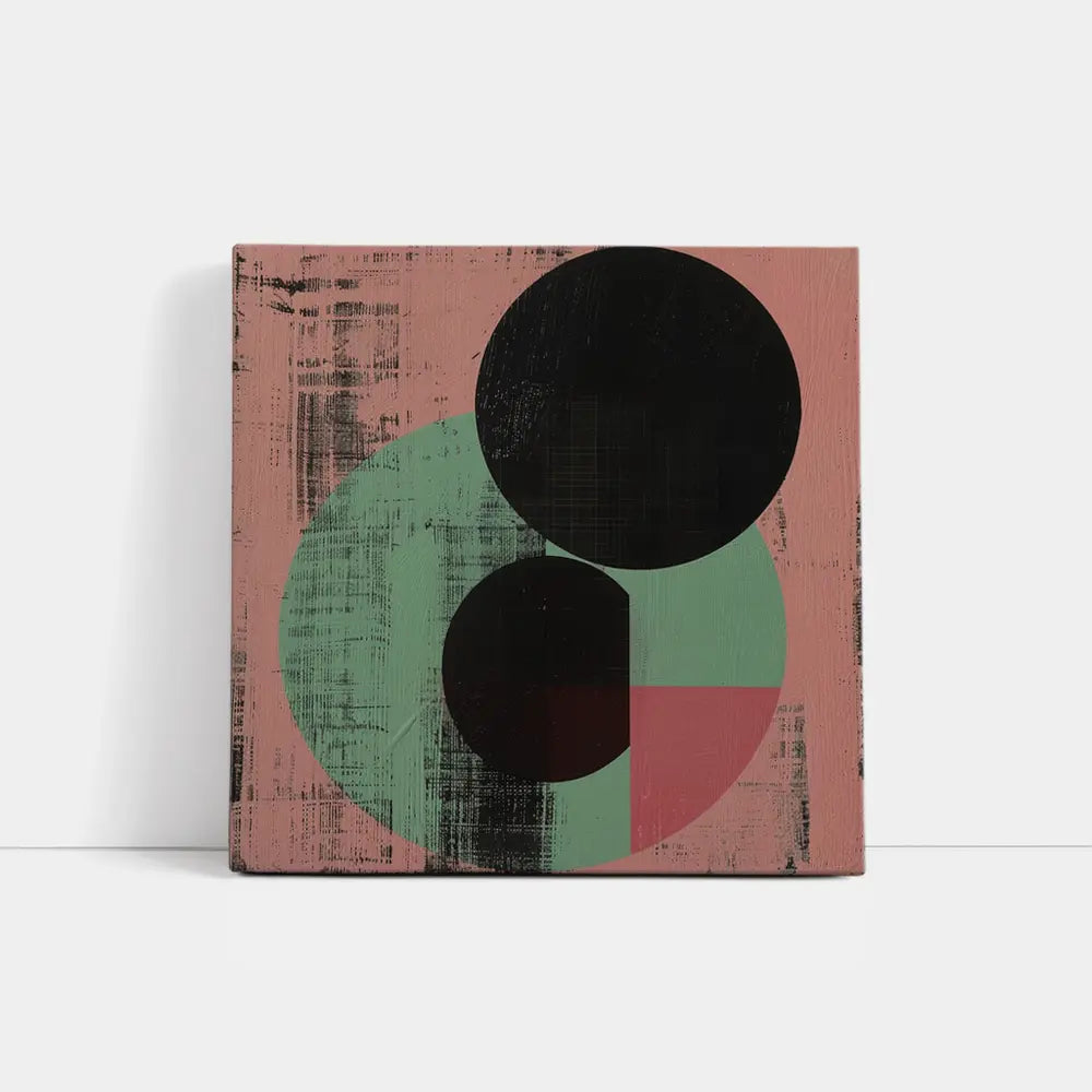 Black Circles Geometric Abstract Pink Green