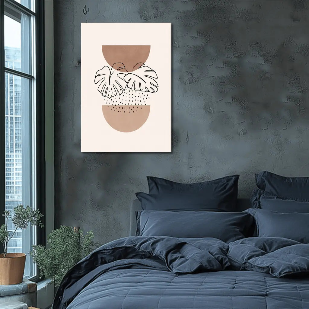 Monstera Leaves Boho Abstract Terracotta Shapes
