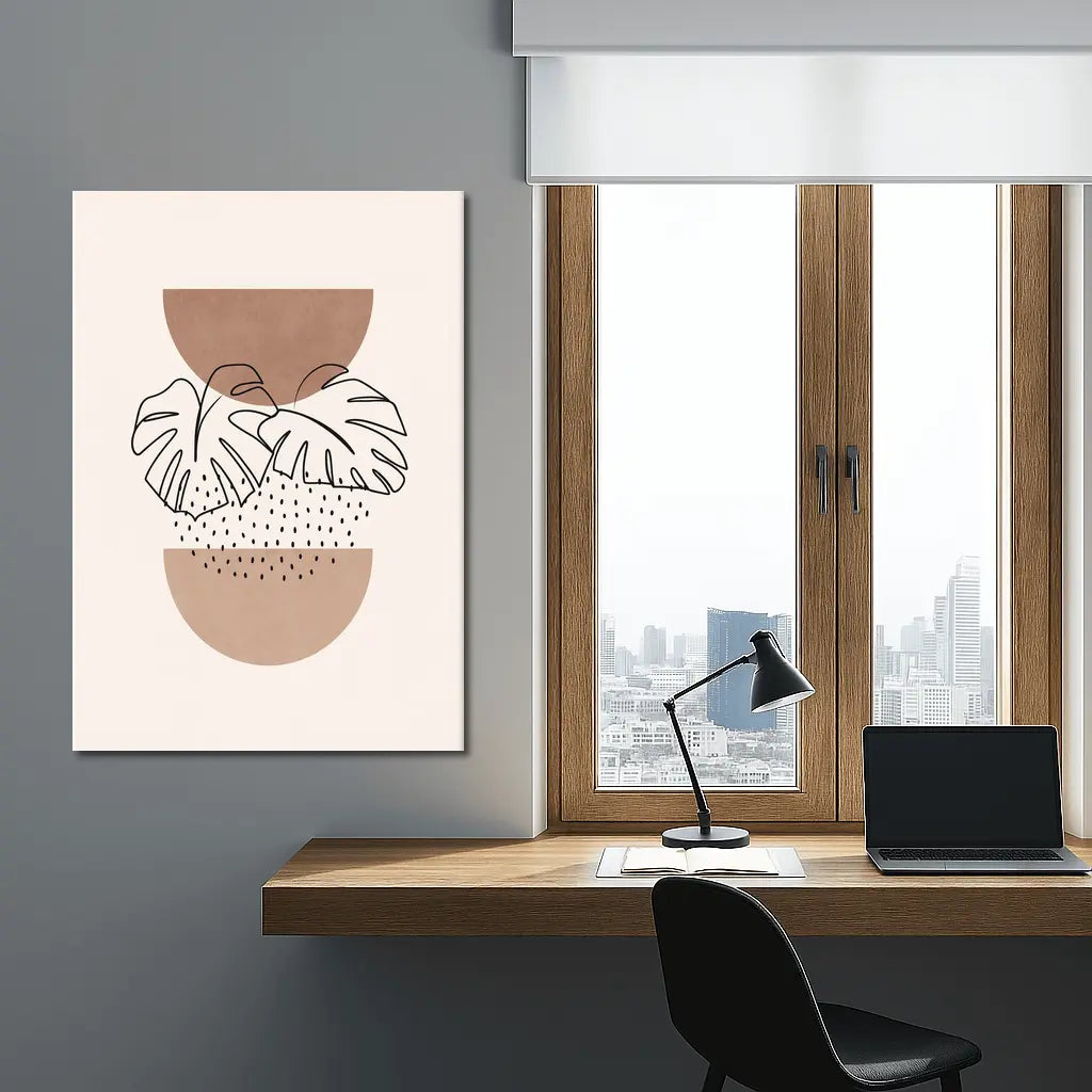 Monstera Leaves Boho Abstract Terracotta Shapes