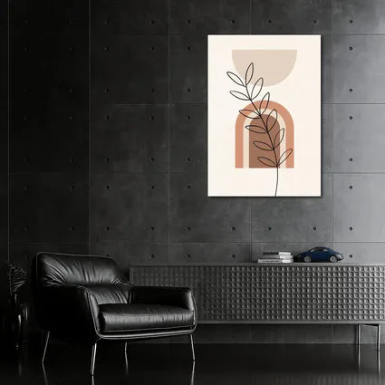 Boho Line Art Leaf Abstract Terracotta Arch