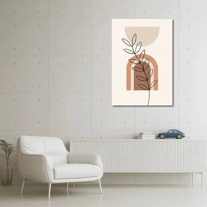 Boho Line Art Leaf Abstract Terracotta Arch