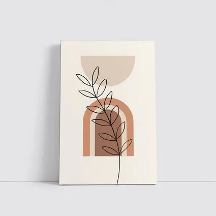 Boho Line Art Leaf Abstract Terracotta Arch