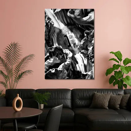 Bitcoin Coin Black White Abstract Art