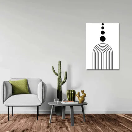 Black White Minimalist Arch Circles Abstract Art