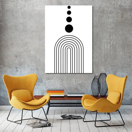 Black White Minimalist Arch Circles Abstract Art