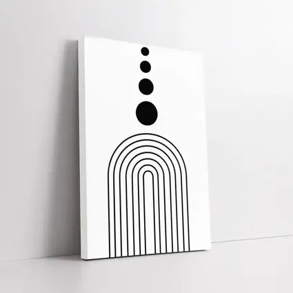 Black White Minimalist Arch Circles Abstract Art