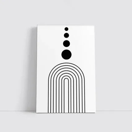 Black White Minimalist Arch Circles Abstract Art