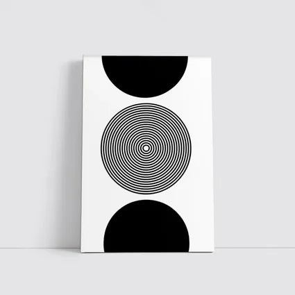 Black White Concentric Circles Minimalist Abstract Art