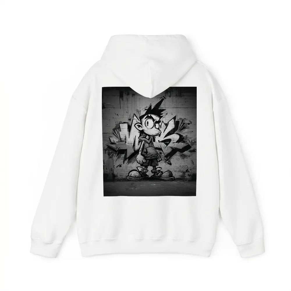 Graffiti Street Art Boy Black White Wall Hoodie