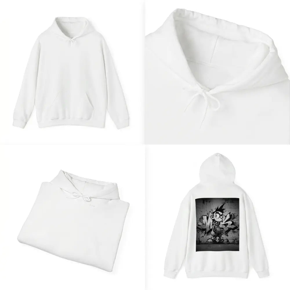 Graffiti Street Art Boy Black White Wall Hoodie
