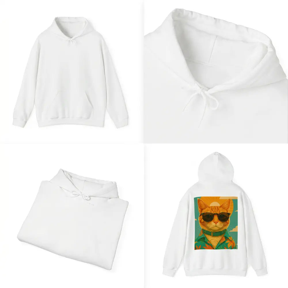 Cool Orange Cat Sunglasses Retro Summer Art Hoodie